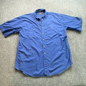 Traditional Briar Shirt Men’s XL Blue Washed Twill Single Needle‎ Preppy Beach